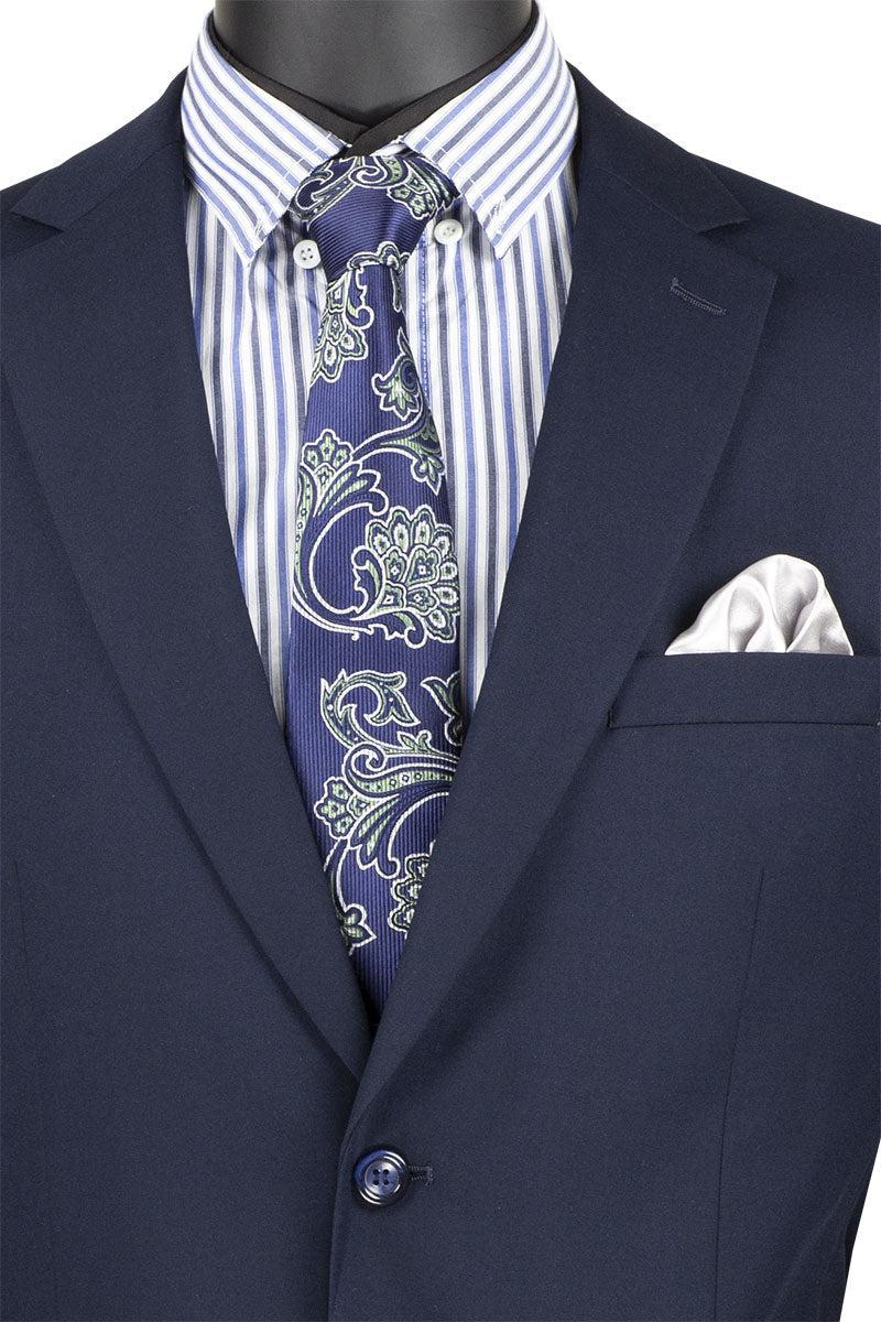 Nola Collection - Navy Regular Fit 2 Piece Suit With Adjustable Waistband Pants Product Image