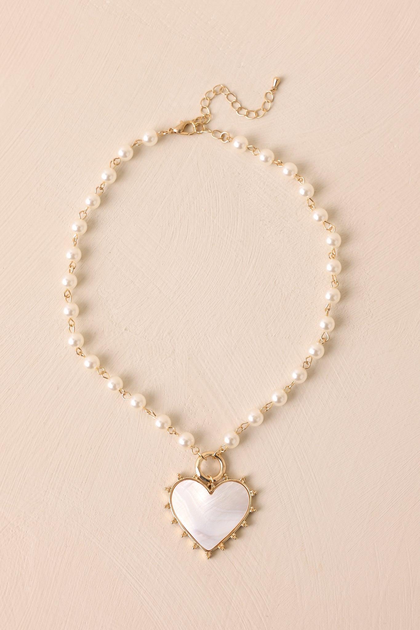 Close To Me Ivory Pearl Heart Pendant Necklace Product Image