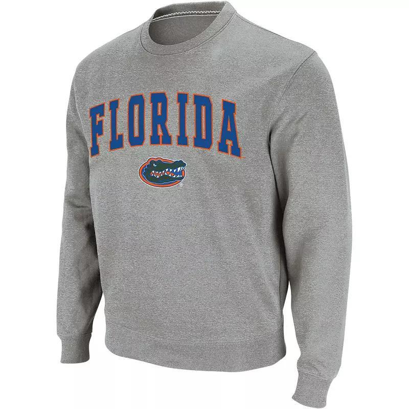 Mens Colosseum Heathered Gray Florida Gators Arch & Logo Crew Neck Sweatshirt Product Image