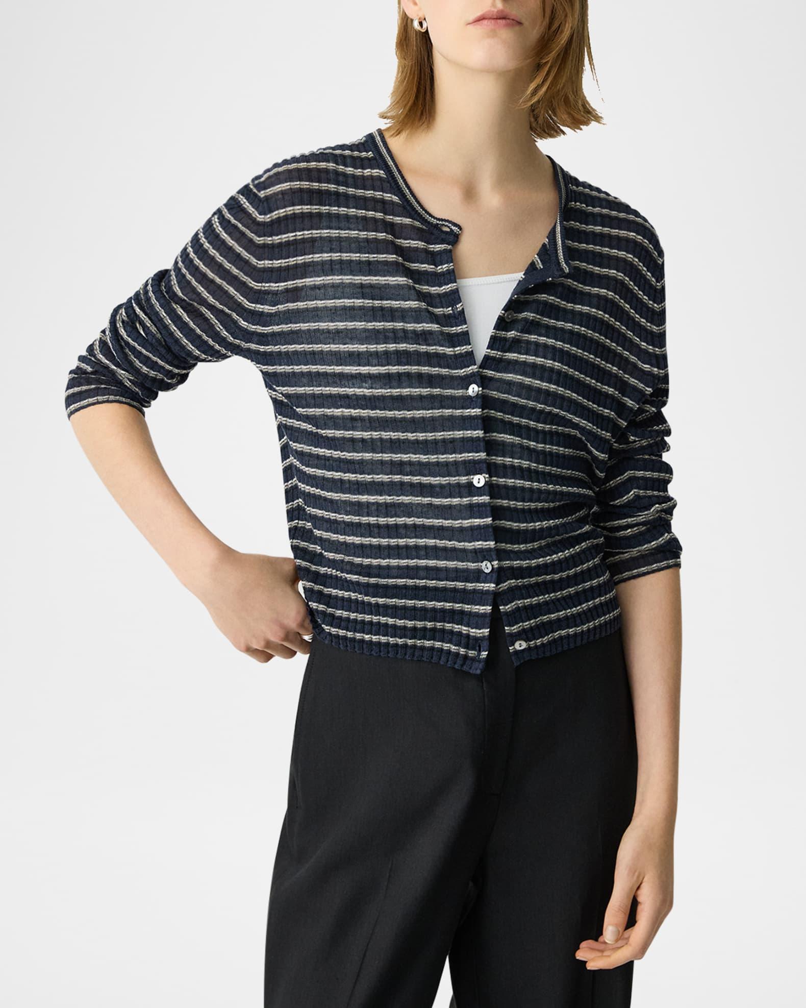 Stripe Cropped Cardigan  Product Image