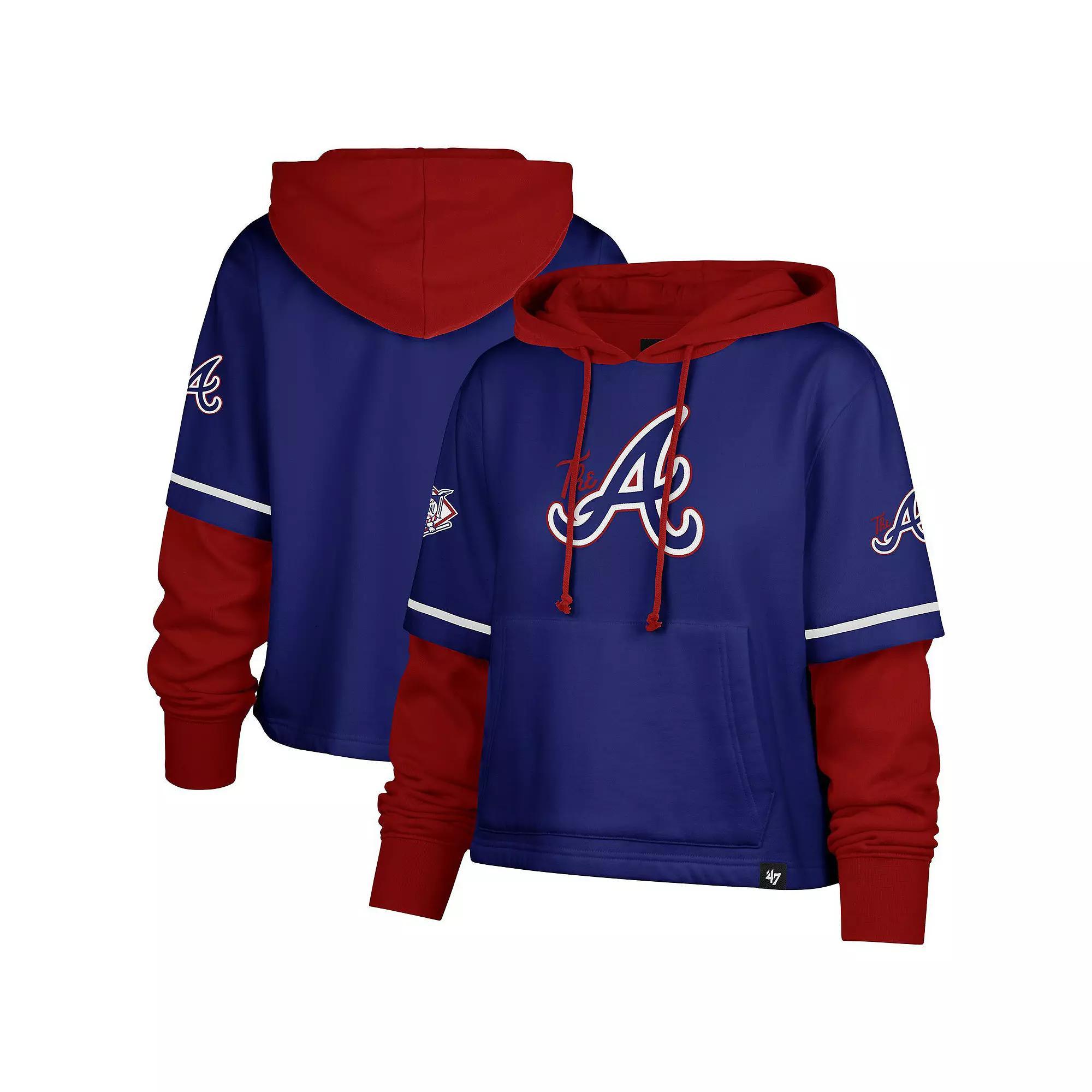 Women's '47 Royal Atlanta Braves City Connect Shortstop Cropped Pullover Hoodie,  Product Image