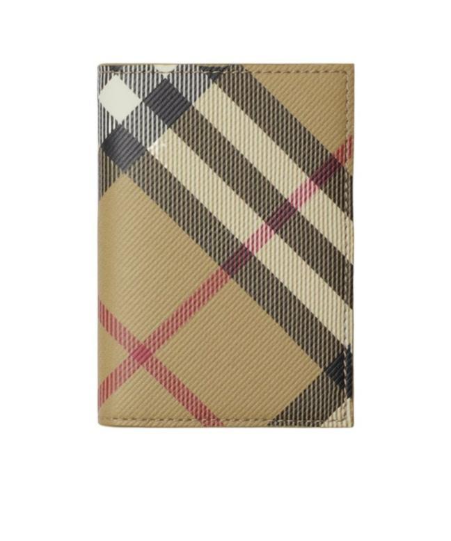 BURBERRY Check-pattern Bi-fold Card Holder In Nude Product Image