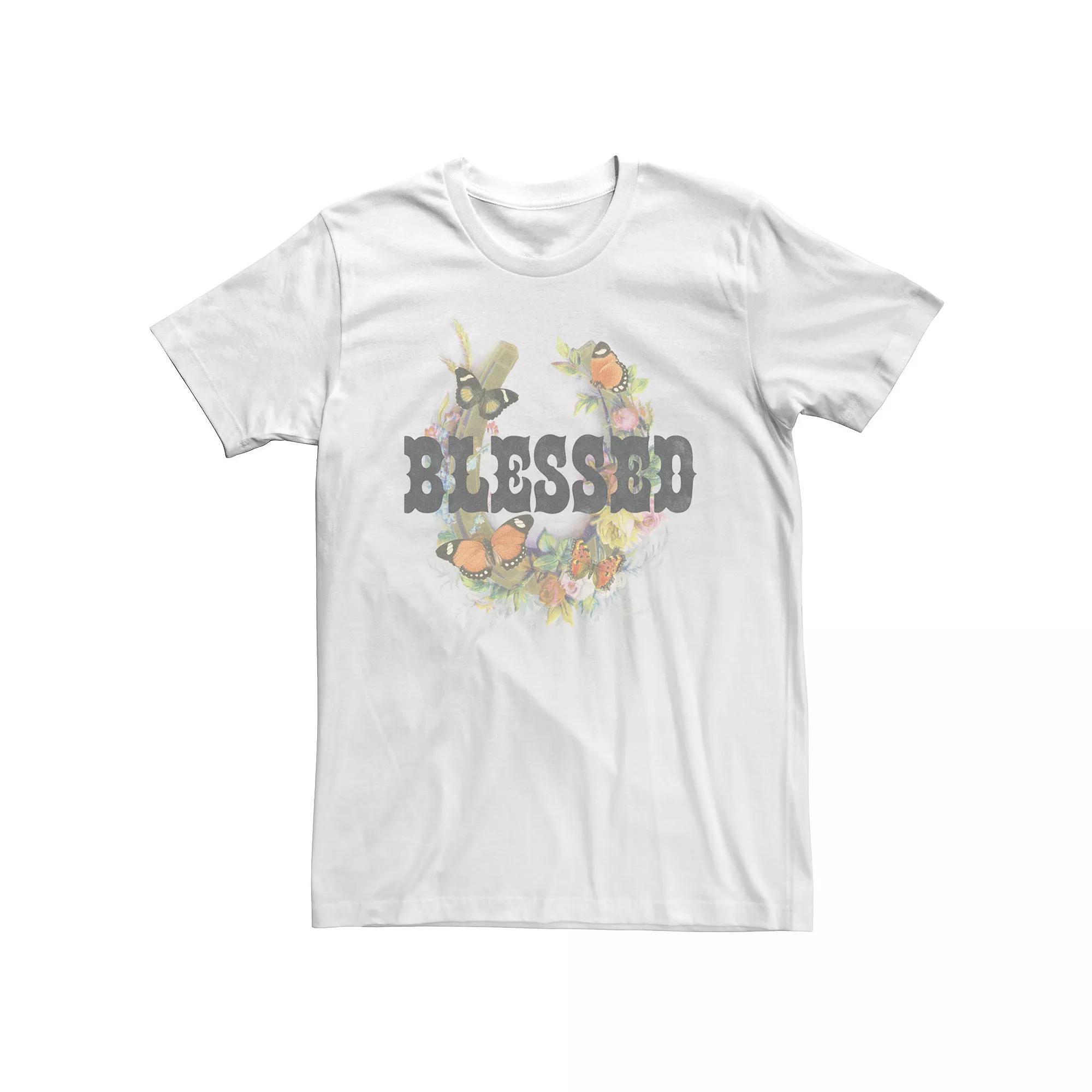 Big & Tall Fifth Sun "Blessed" Horseshoe Butterfly Portrait Tee, Men's, Size: 3XL Tall, White Product Image