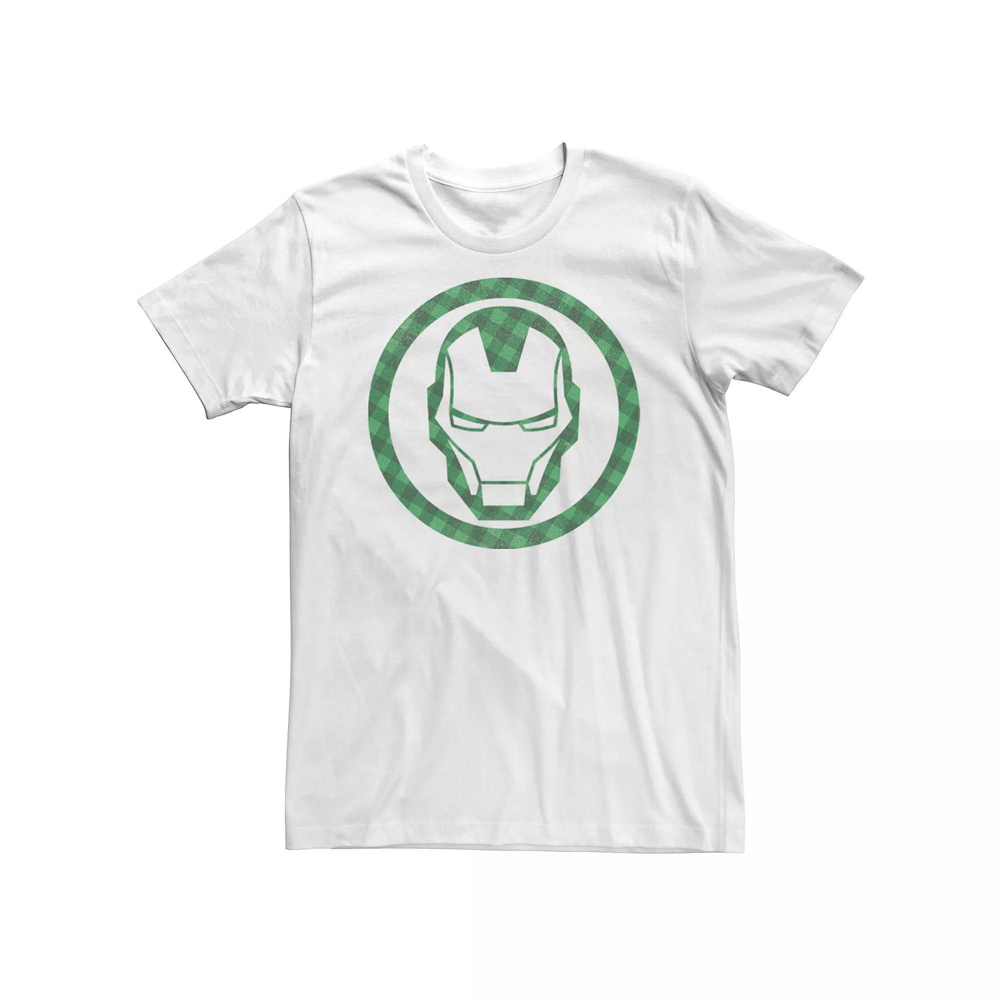 Men's Marvel St. Patrick's Day Iron Man Plaid Logo Tee,  Product Image