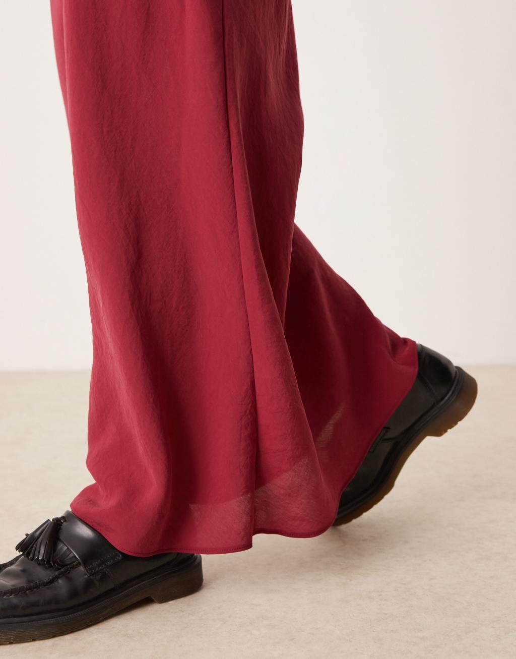 ASOS DESIGN petite bias maxi skirt in red Product Image