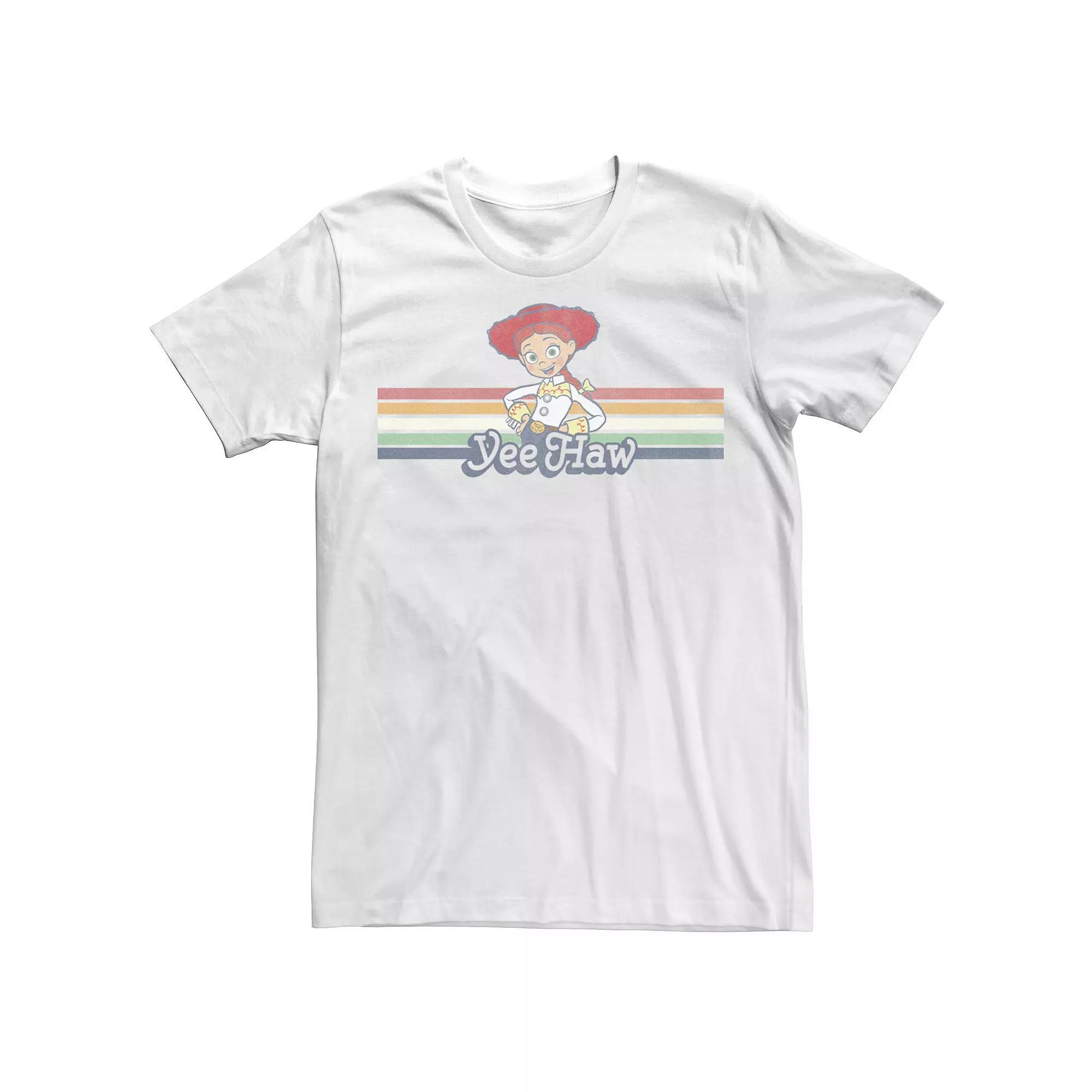 Disney / Pixar's Toy Story Jessie Men's Cowgirl Rainbow Stripe Yee Haw Tee, Size: Small, White Product Image