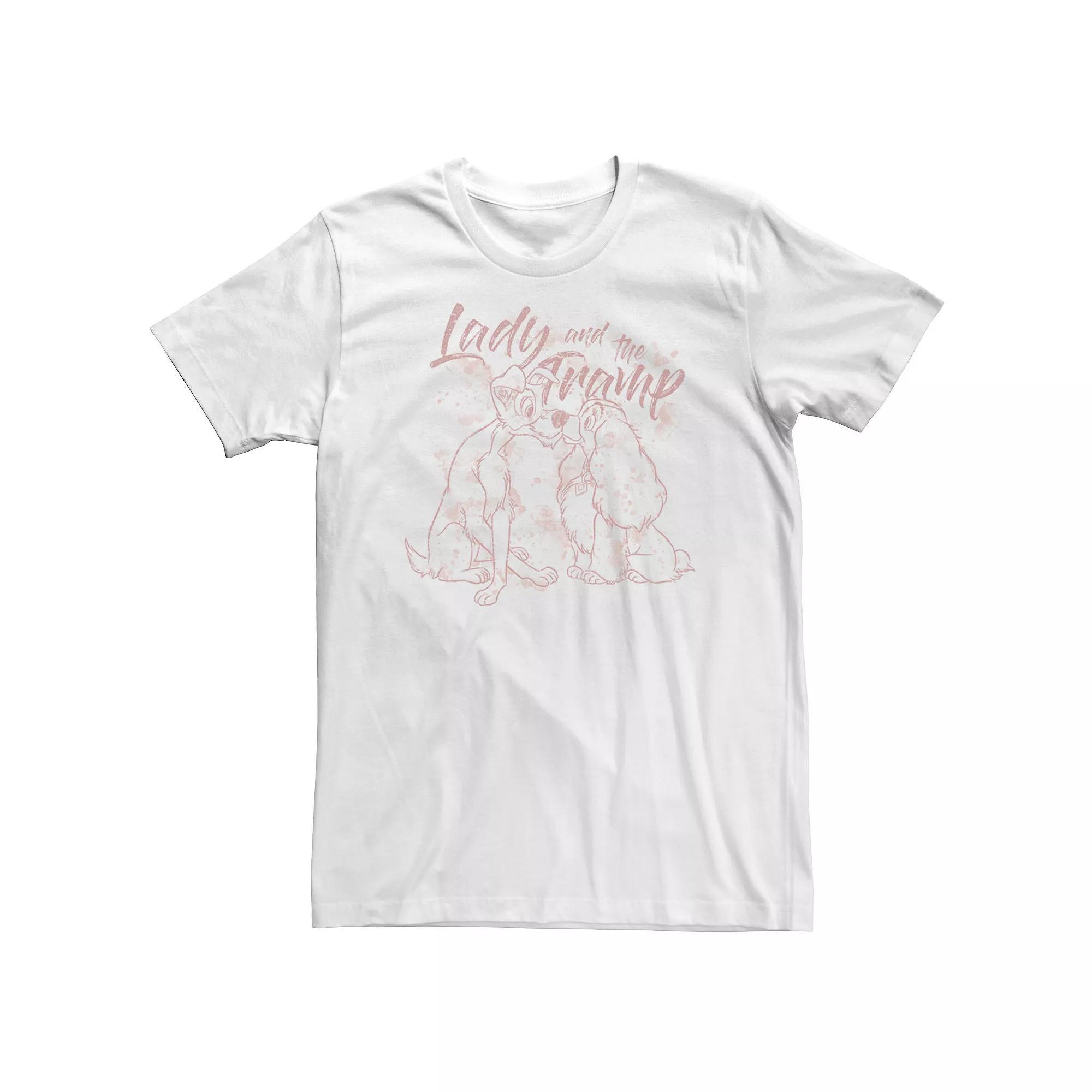 Big & Tall Disney Lady & The Tramp Splatter Outline Tee, Men's, Size: 5XL, White Product Image