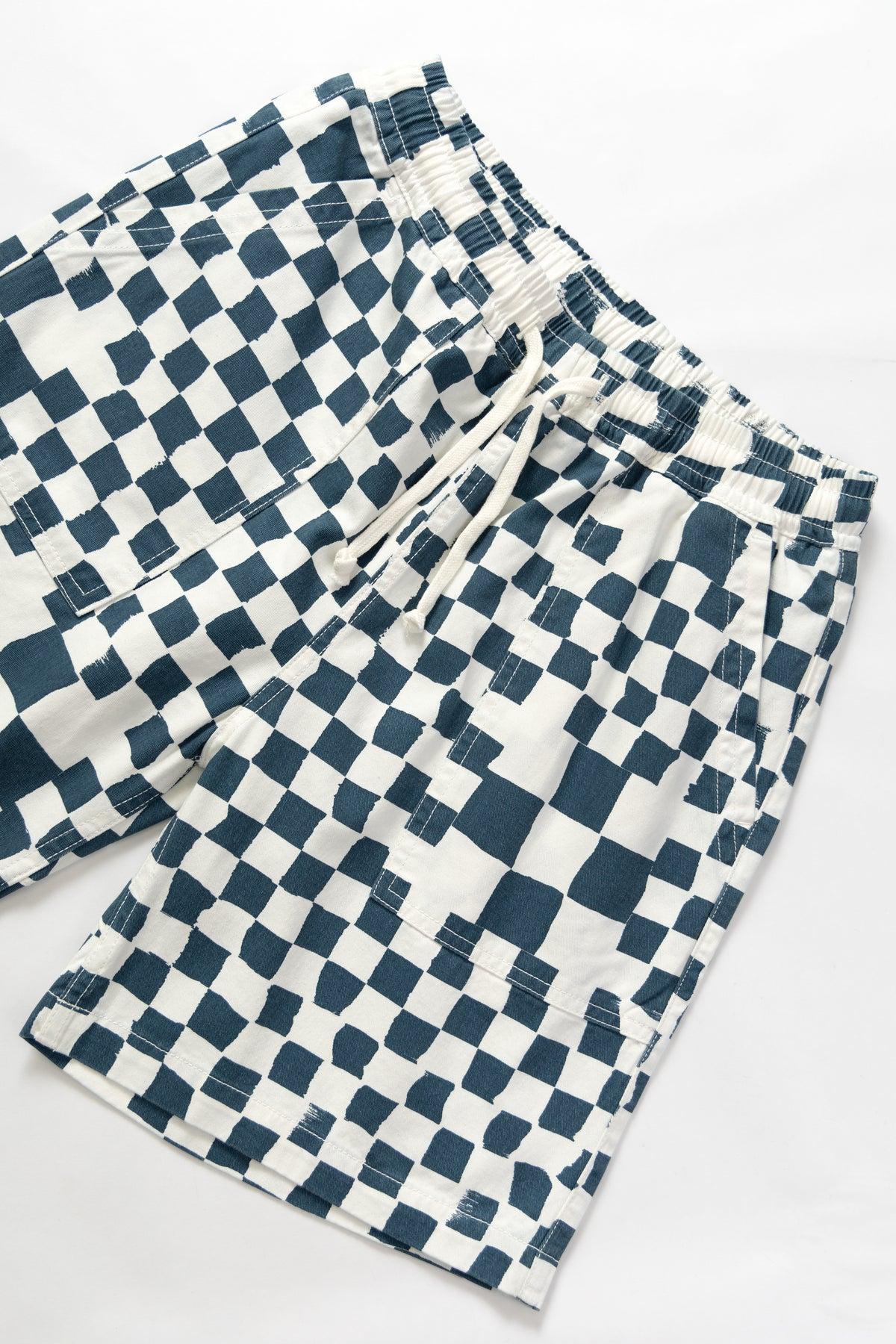 Printed Chef Shorts - Teal Checker Product Image
