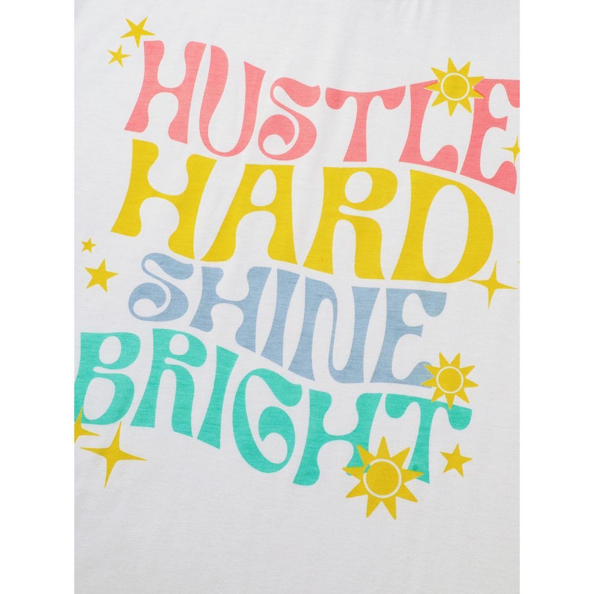 Plus Size Colorful Design Print Round Neck T-shirt WhiteSmoke Women Casual Contrast Art&design Round Neck Everyday T-shirts BloomChic 14-16/1X Product Image