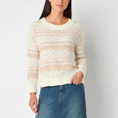 Frye and Co. Plus Womens Crew Neck Long Sleeve Striped Pullover Sweater Product Image