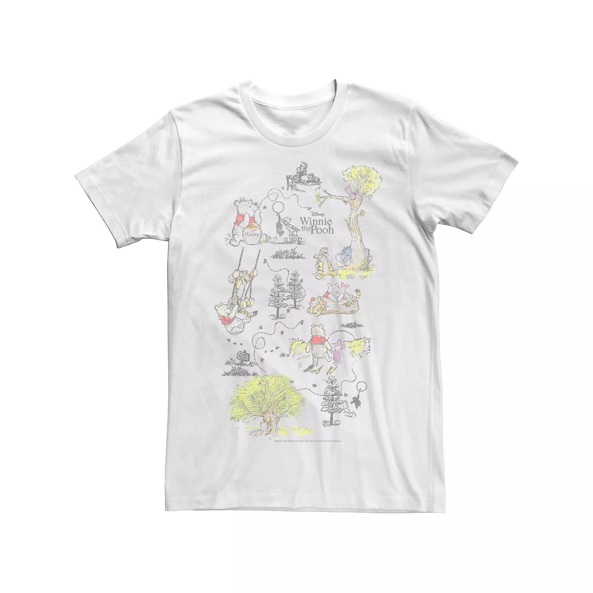 Men's Winnie The Pooh Winnie Map Group Shot Tee,  Product Image