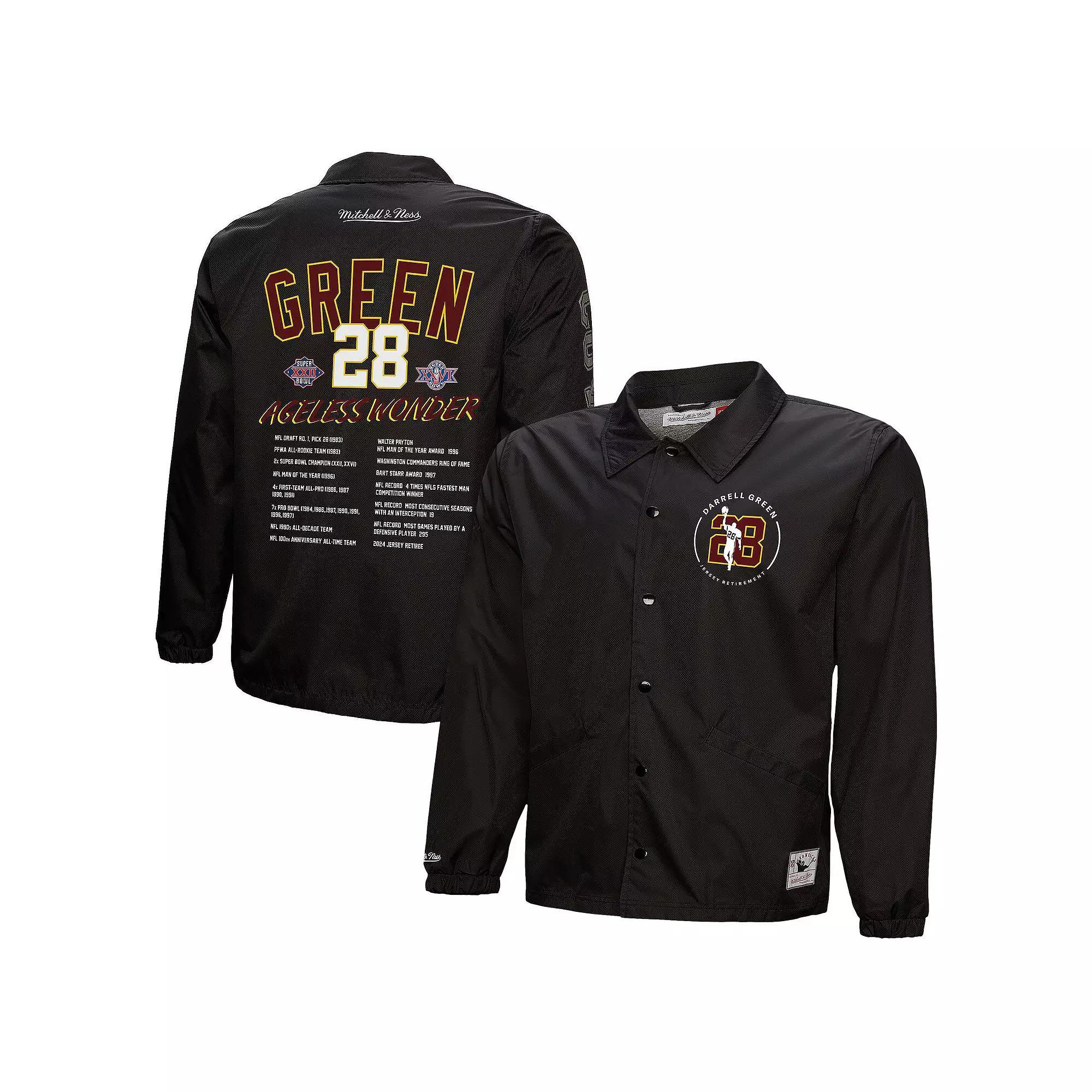 Men's Mitchell & Ness Darrell Green Black Washington Commanders Coaches Button-Up Jacket,  Product Image