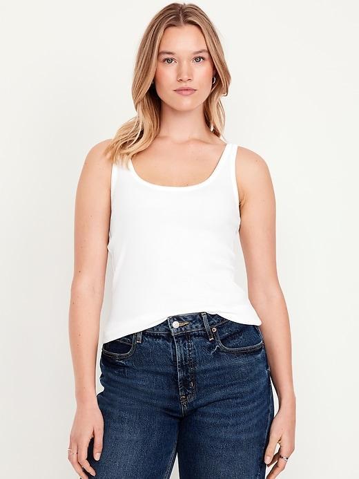 First-Layer Ribbed Scoop-Neck Tank Top Product Image