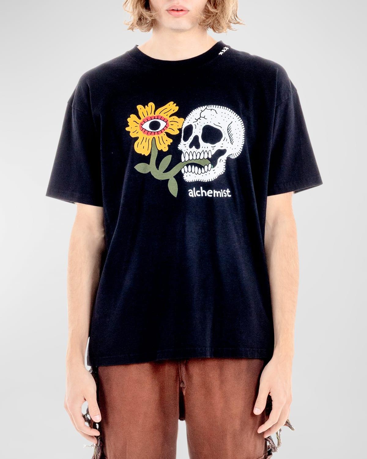 Men's Floral Skull T-Shirt Product Image