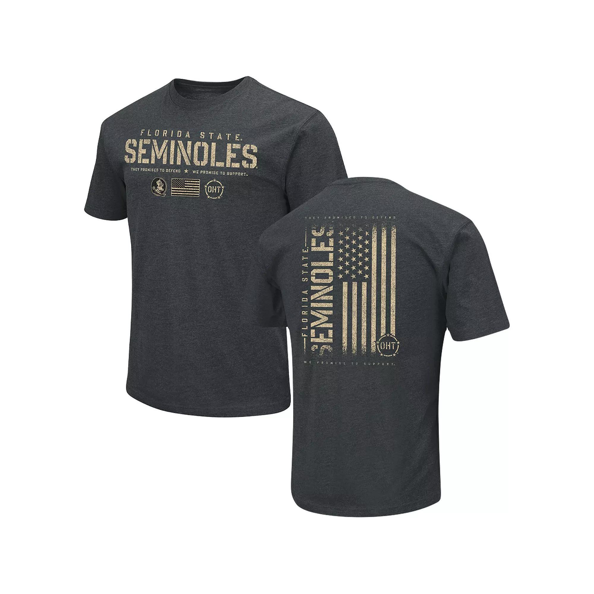 Men's Colosseum Heathered Black Florida State Seminoles OHT Military Appreciation Flag 2.0 T-Shirt, Size: XL, Charco Product Image