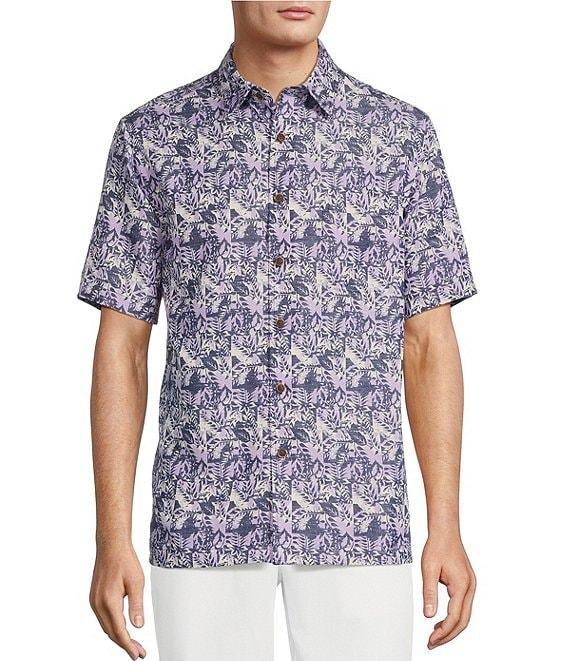 Roundtree & Yorke Short Sleeve Square Print Sport Shirt Product Image
