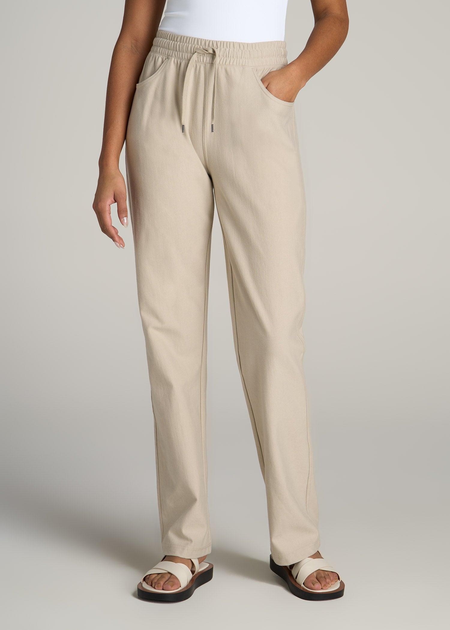 Pull-On Straight Leg Knit Pants for Tall Women in Stone Product Image