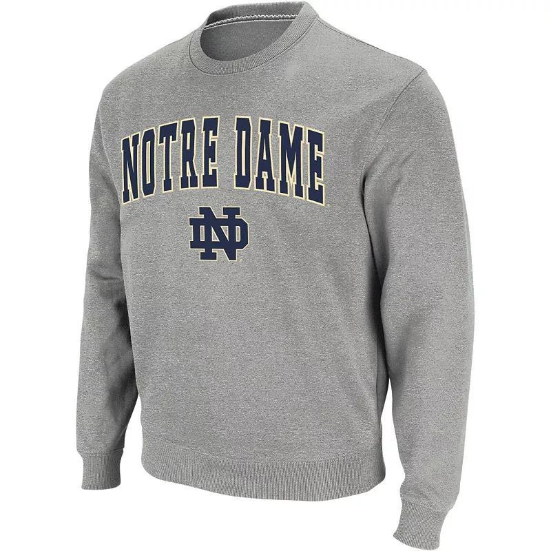 Men's Colosseum Heather Gray Notre Dame Fighting Irish Arch & Logo Crew Neck Sweatshirt, Size: Small, Grey Product Image