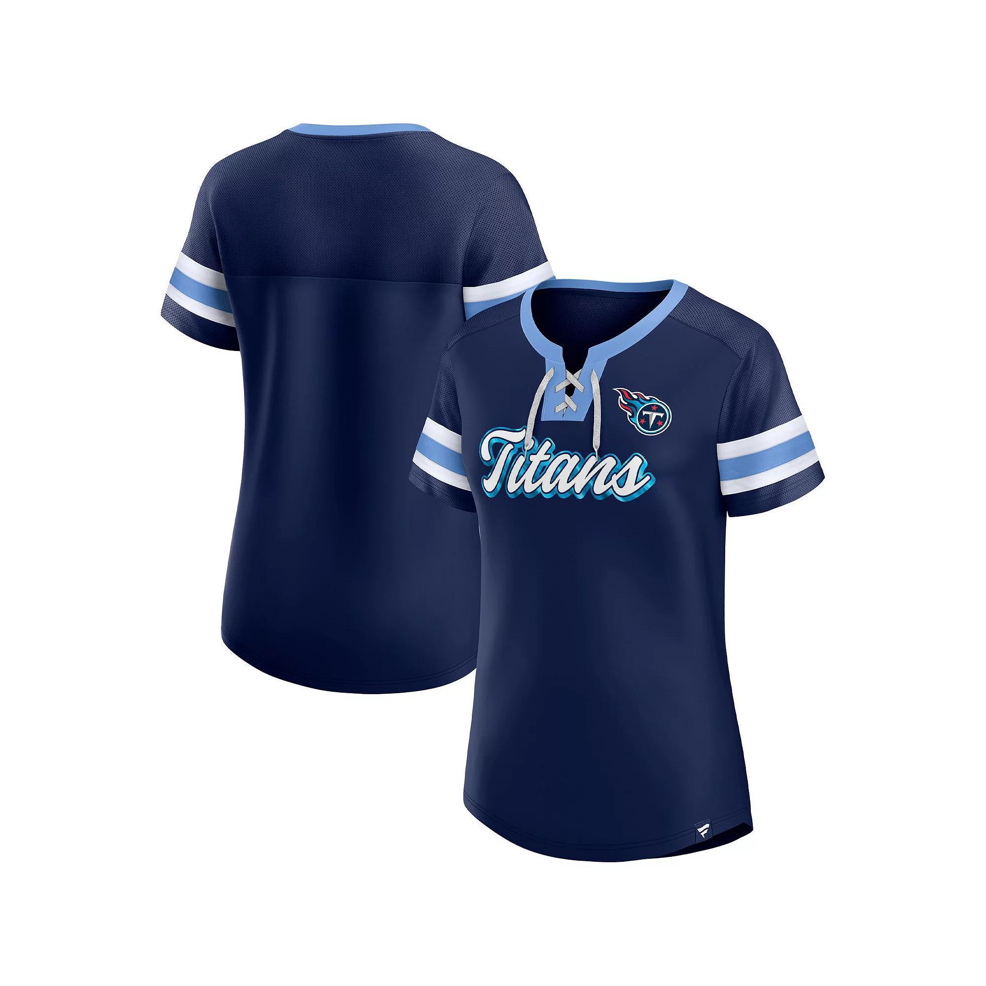 Women's Fanatics Branded Navy Tennessee Titans Original State Lace-Up T-Shirt,  Product Image