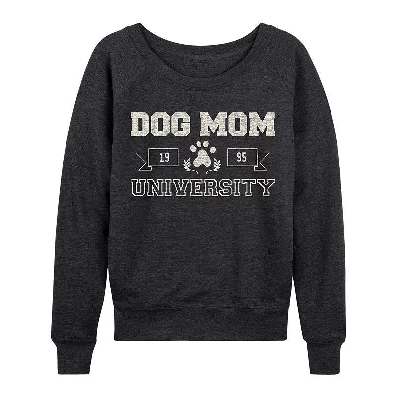 Women's Dog Mom University French Terry Long Sleeve Tee, Girl's, Size: XL, Heather Grey Product Image