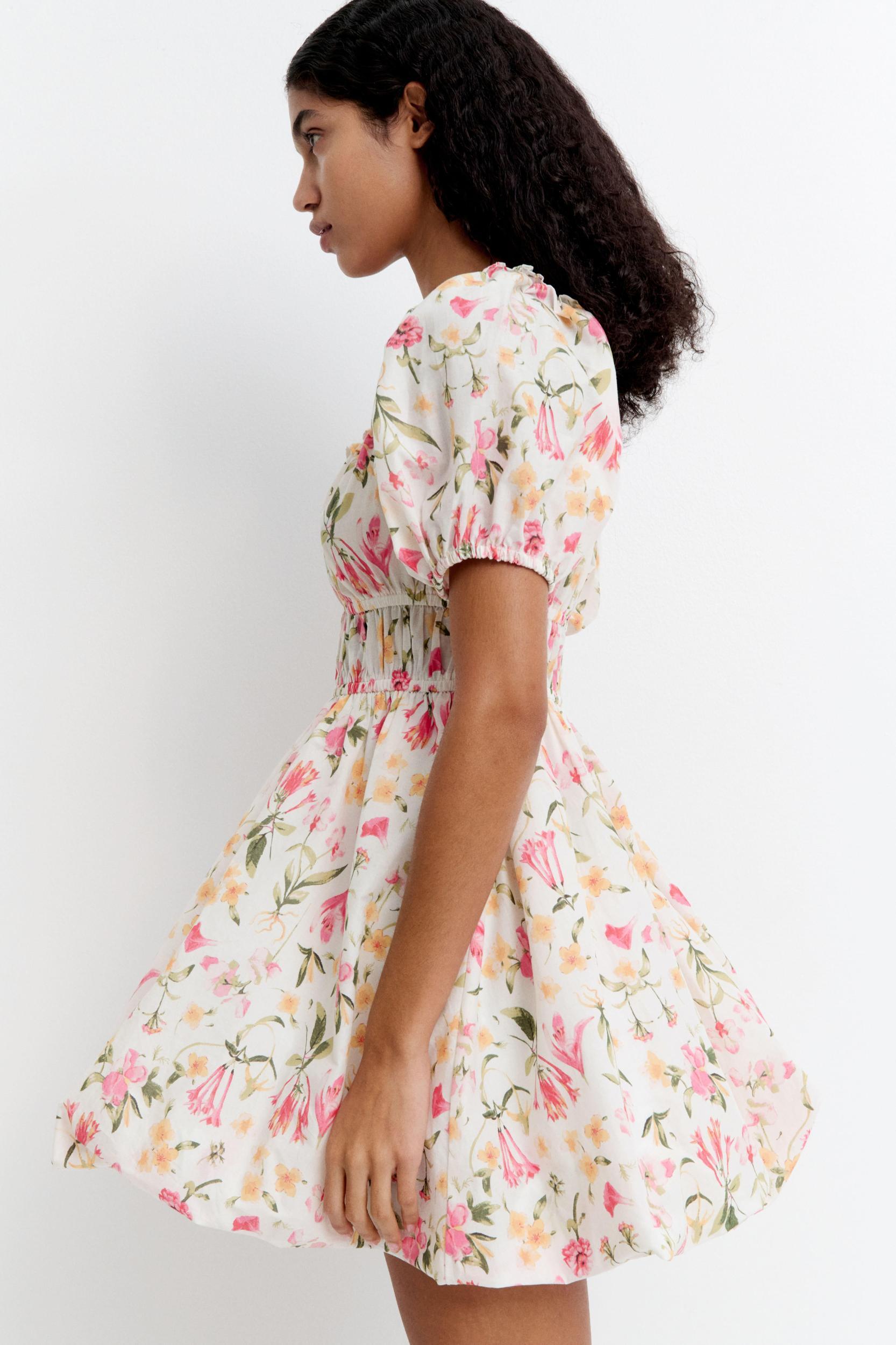 Bubble-Hem Cotton Dress Product Image