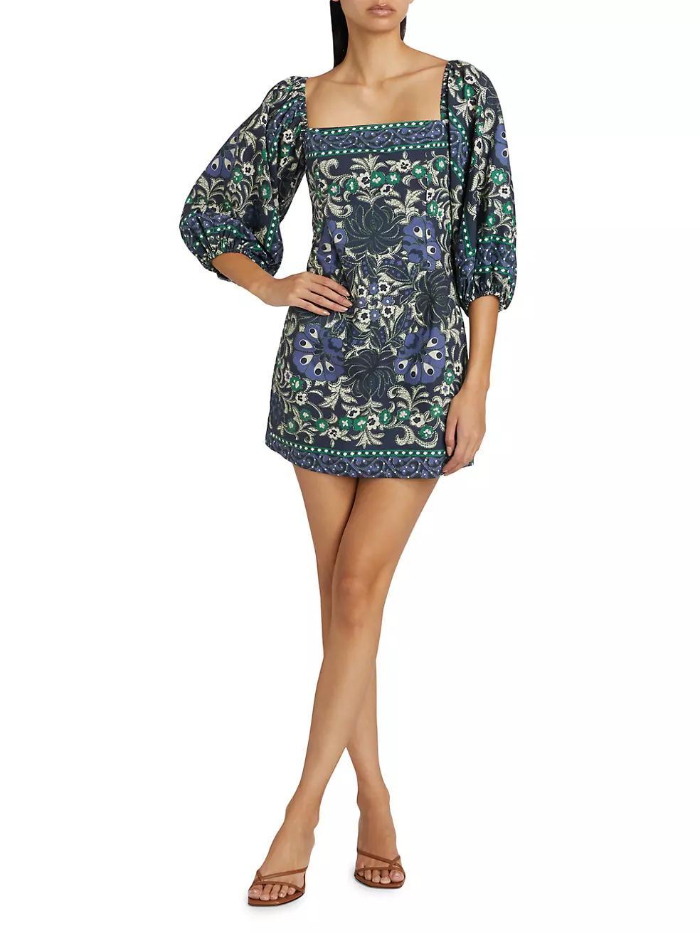 Montauk Print Cotton Balloon-Sleeve Minidress Product Image