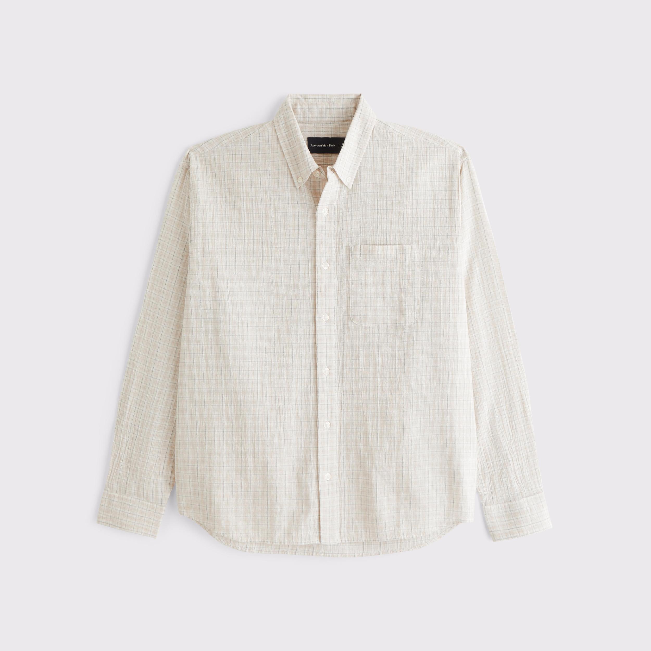 Long-Sleeve Plaid Button-Up Shirt Product Image