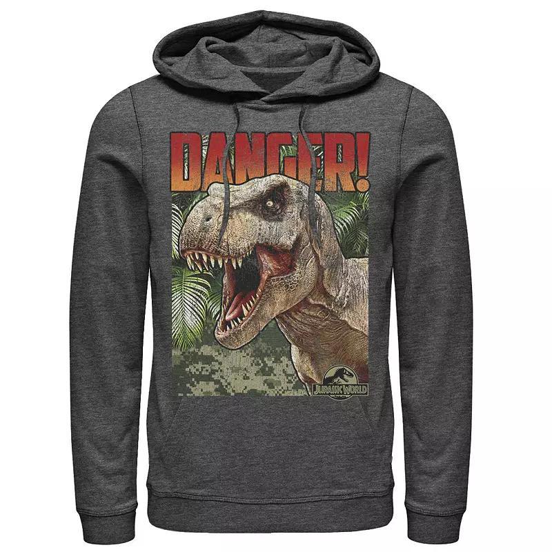 Mens Jurassic World Danger T-Rex Retro Poster Pullover Graphic Hoodie Product Image