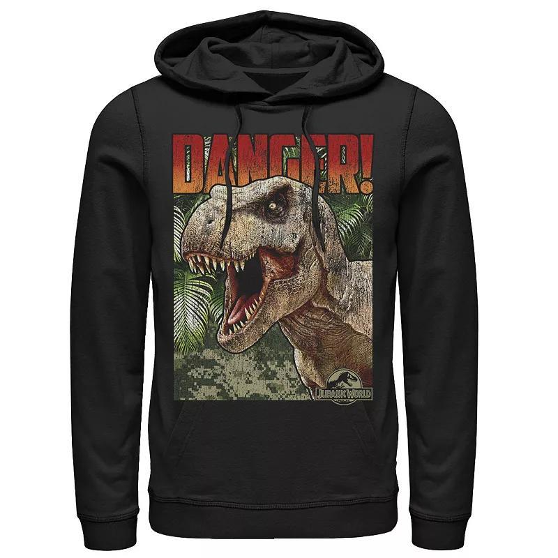 Men's Jurassic World Danger T-Rex Retro Poster Pullover Graphic Hoodie, Size: Small, Black Product Image