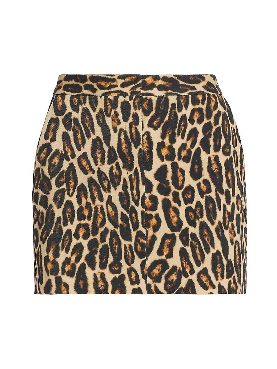 Womens Leopard Wool Low-Rise Miniskirt Product Image