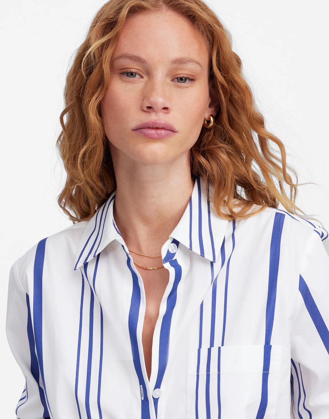 Poplin Easy Y-Neck Button-Up Shirt Product Image
