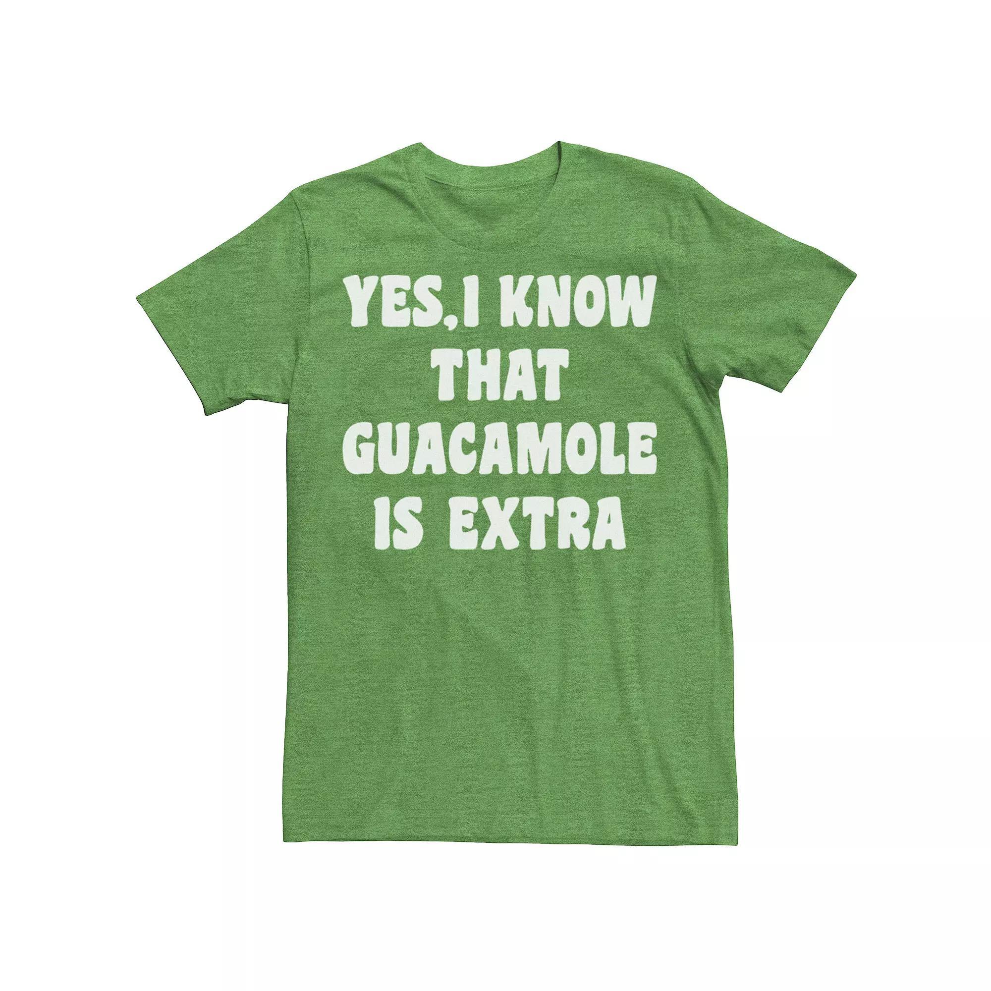 Men's Yes I Know Guacamole Is Extra Funny Tee, Size: XL, Kelly Grey Product Image