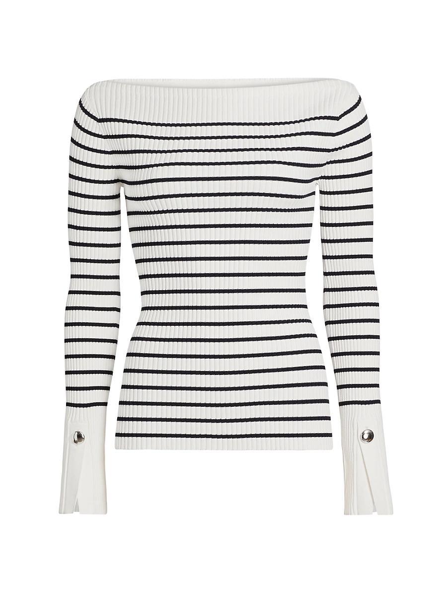 Womens Anya Striped Rib-Knit Boatneck Sweater Product Image