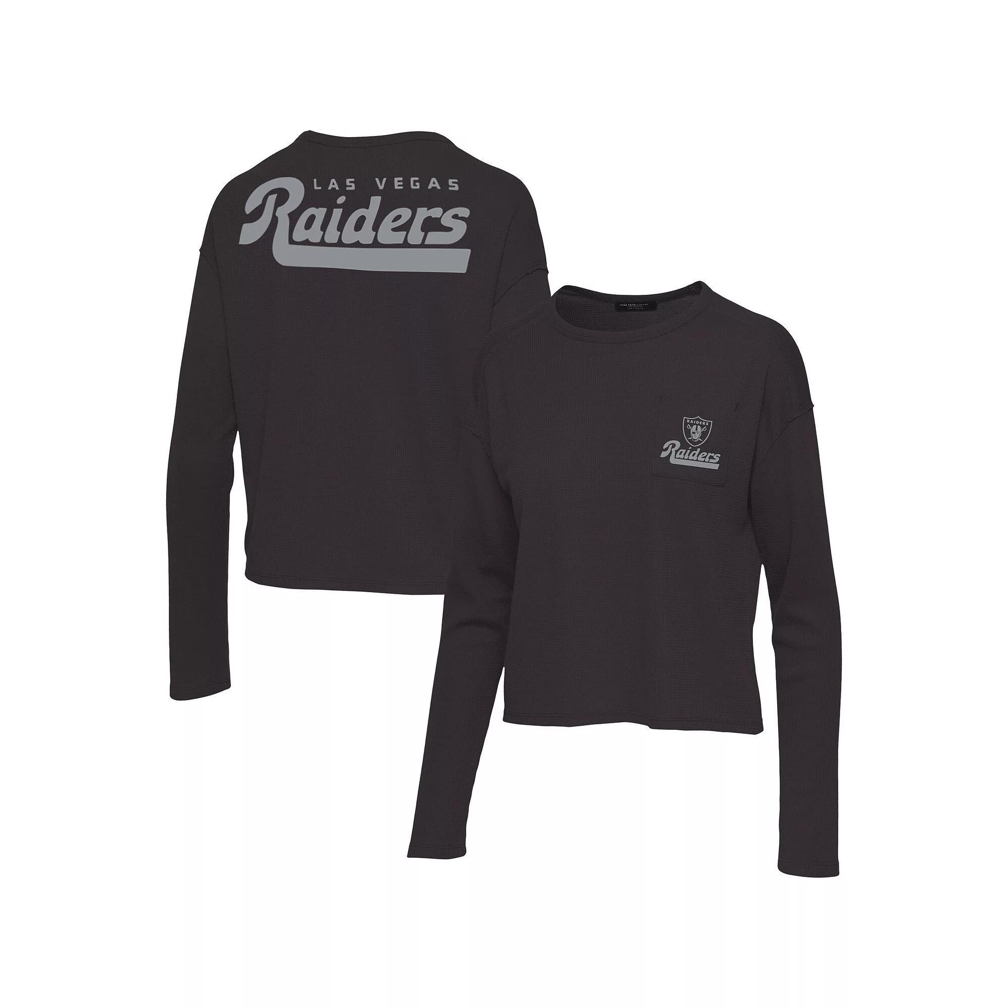Women's Junk Food Black Las Vegas Raiders Pocket Thermal Long Sleeve T-Shirt,  Product Image