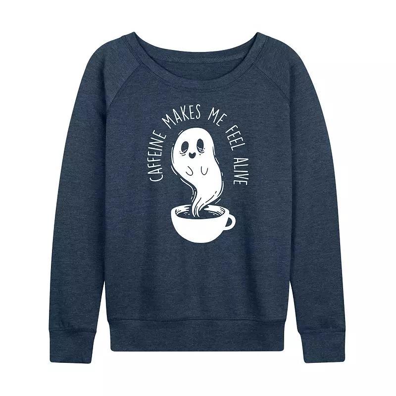 Women's Caffeine Makes Me Feel Alive Ghost French Terry Long Sleeve Tee, Size: XL, Heather Grey Product Image