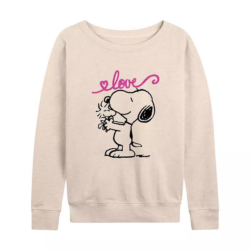 Women's Peanuts Valentine's Snoopy Love French Terry Long Sleeve Tee,  Product Image