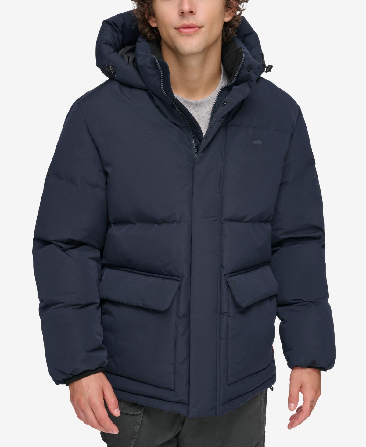 Men's Levi's® Heavyweight Hooded Puffer Parka Coat, Size: Large, Blue Product Image