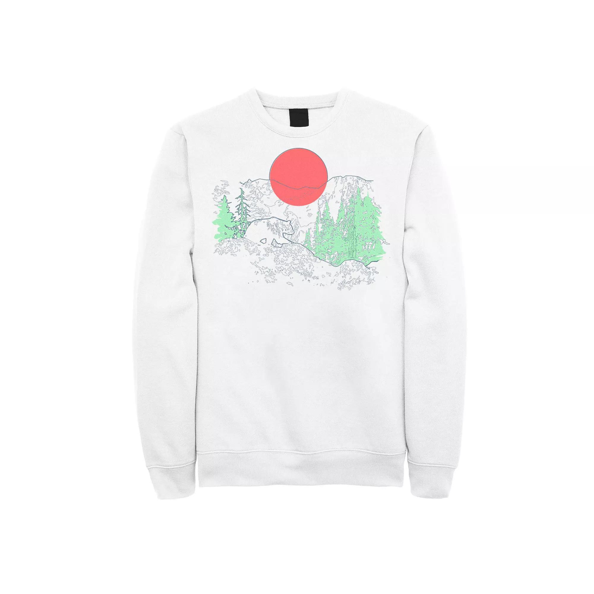Men's Cali Bear Mountains With Neon Trees Line Sketch Sweatshirt,  Product Image