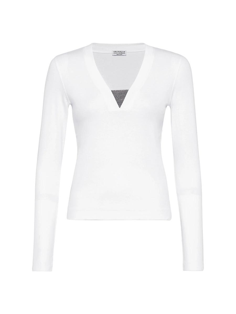 Womens Stretch Cotton Ribbed Jersey T-Shirt Product Image