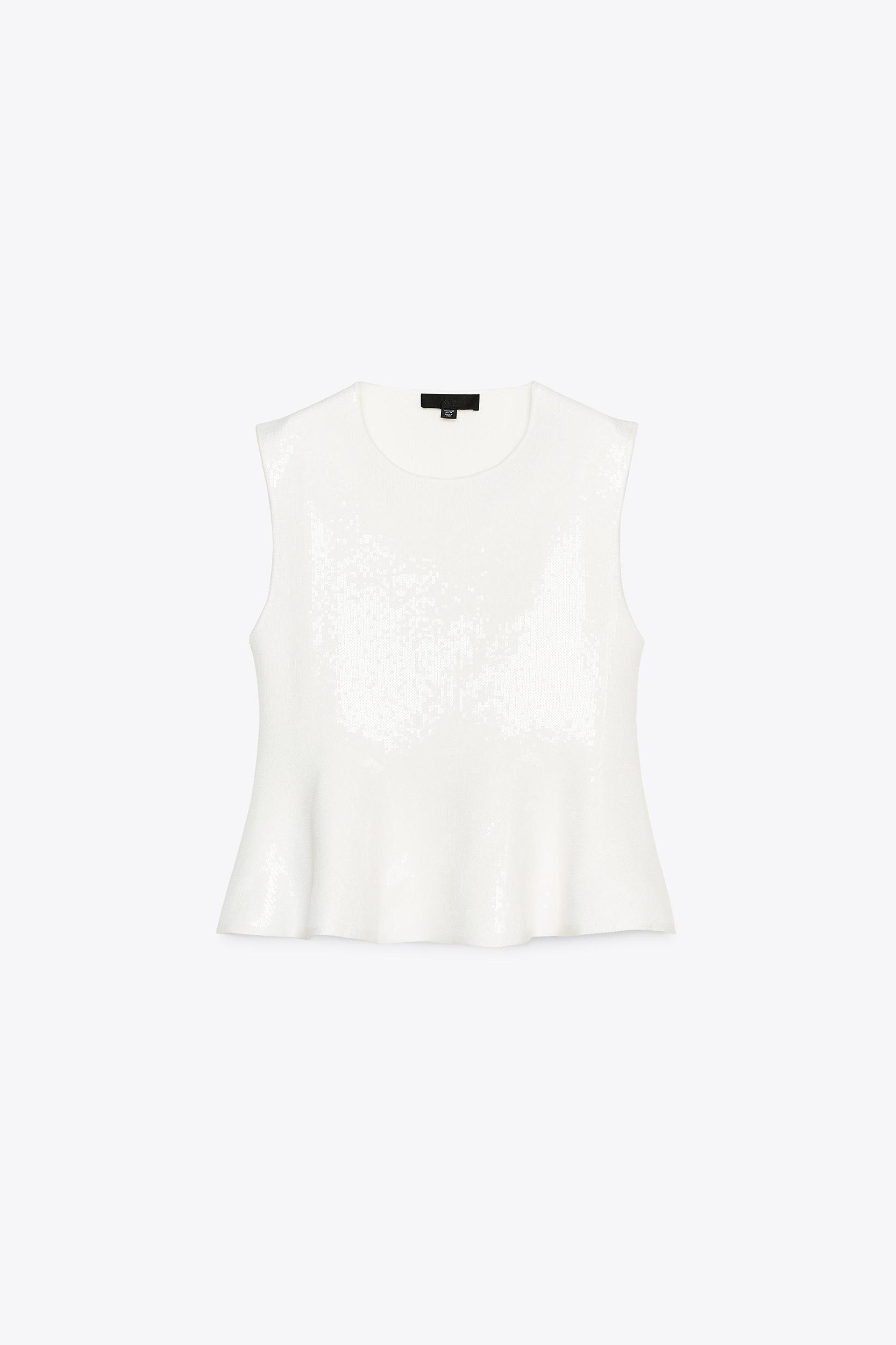 SEQUIN KNIT PEPLUM TOP Product Image