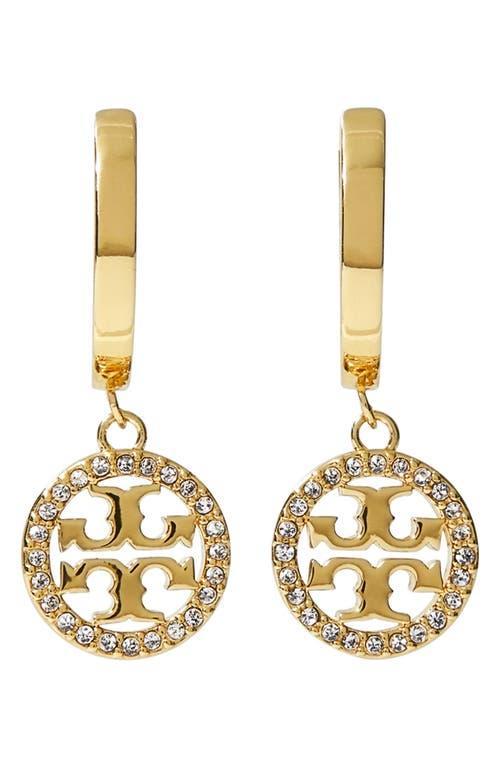 Tory Burch Miller Pave Huggie Hoop Earrings Tory Gold/Crystal One Size Product Image