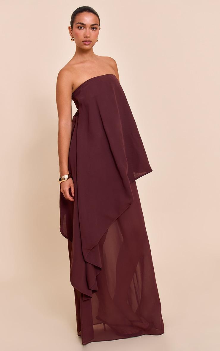 Chocolate Chiffon Bandeau Overlay Maxi Dress Product Image