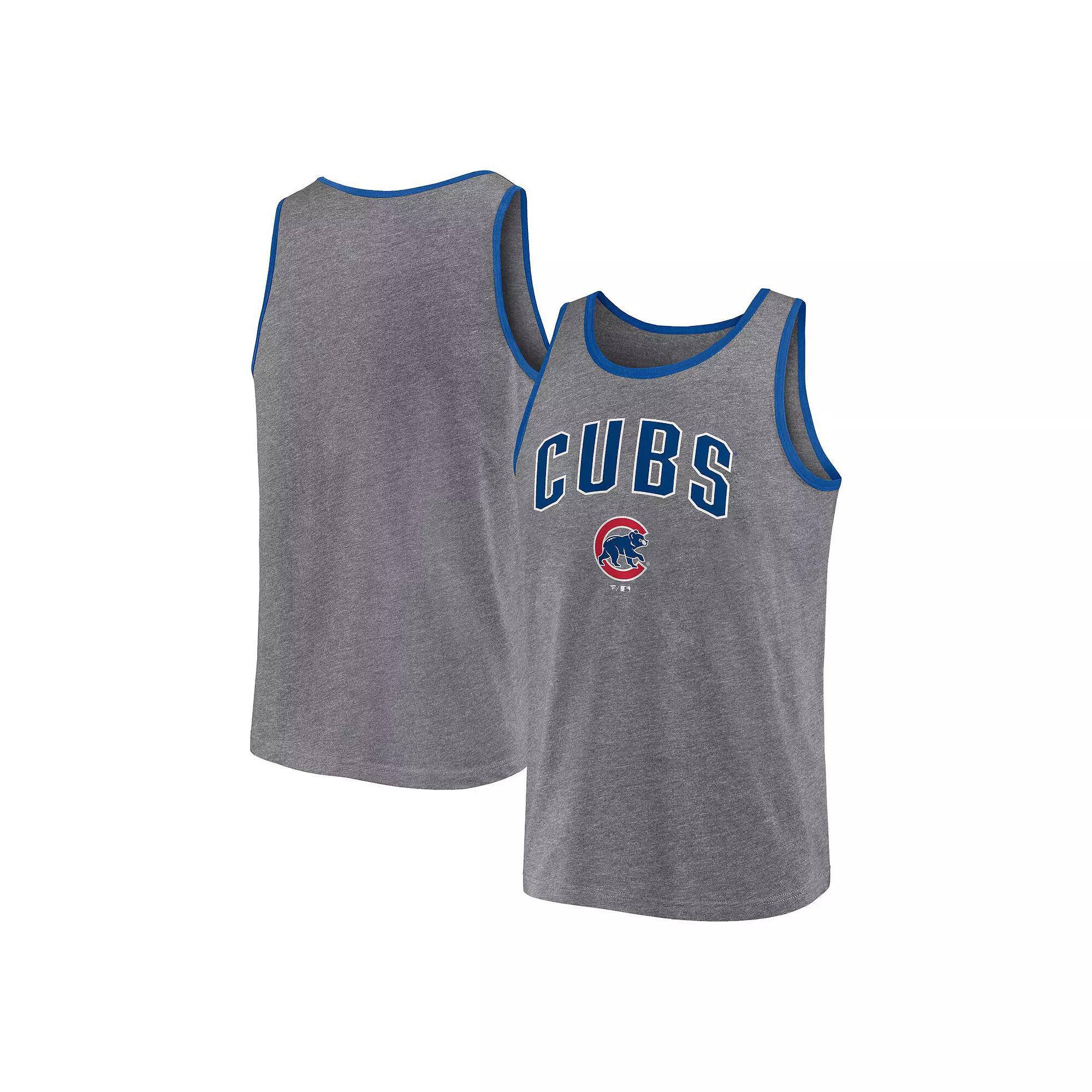 Men's Fanatics Branded Heather Gray Chicago Cubs Primary Tank Top,  Product Image