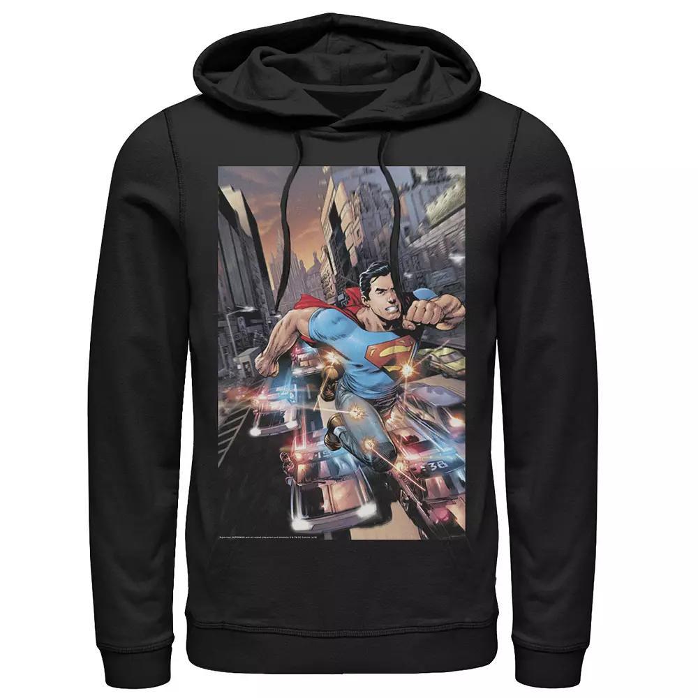 Men's DC Comics Superman Flashing Lights Poster Hoodie, Size: Small, Black Product Image