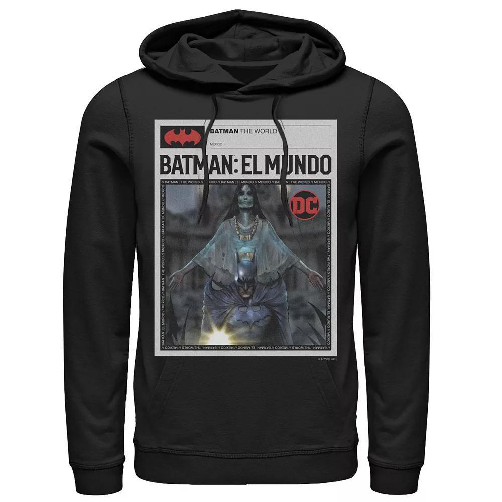 Men's Batman The World Mexicao News Poster Hoodie, Boy's, Size: XXL, Black Product Image