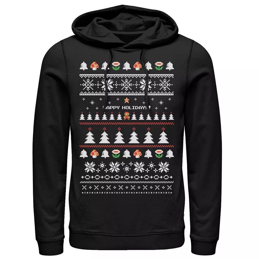 Men's Nintendo Super Mario Happy Holidays Pixels Hoodie,  Product Image