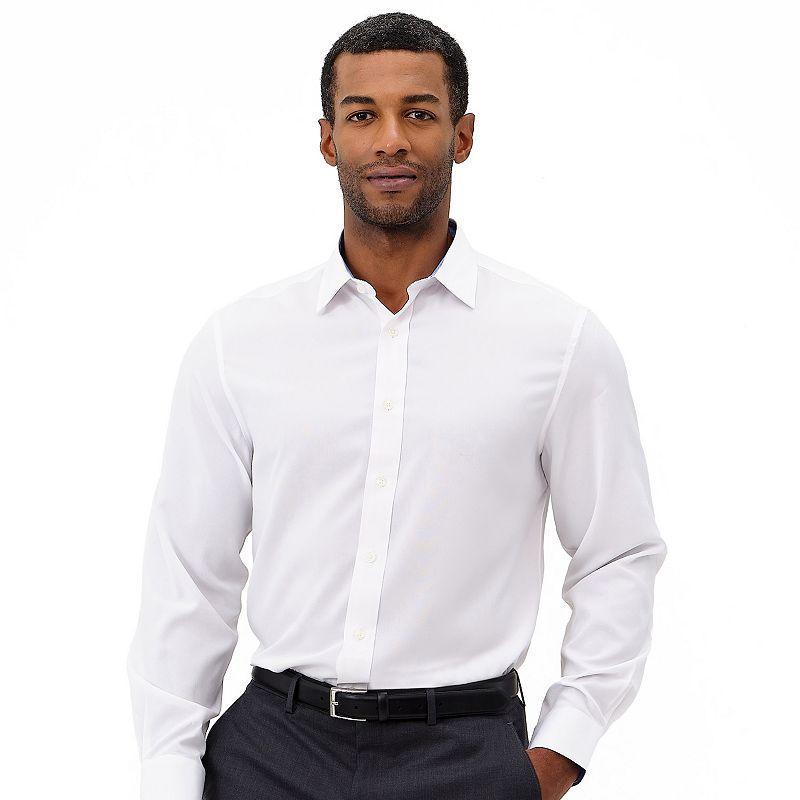 Men's Nick Graham Traveler Collection Performance Modern-Fit Stretch Dress Shirt, Size: Medium-32/33, Black Solid Product Image