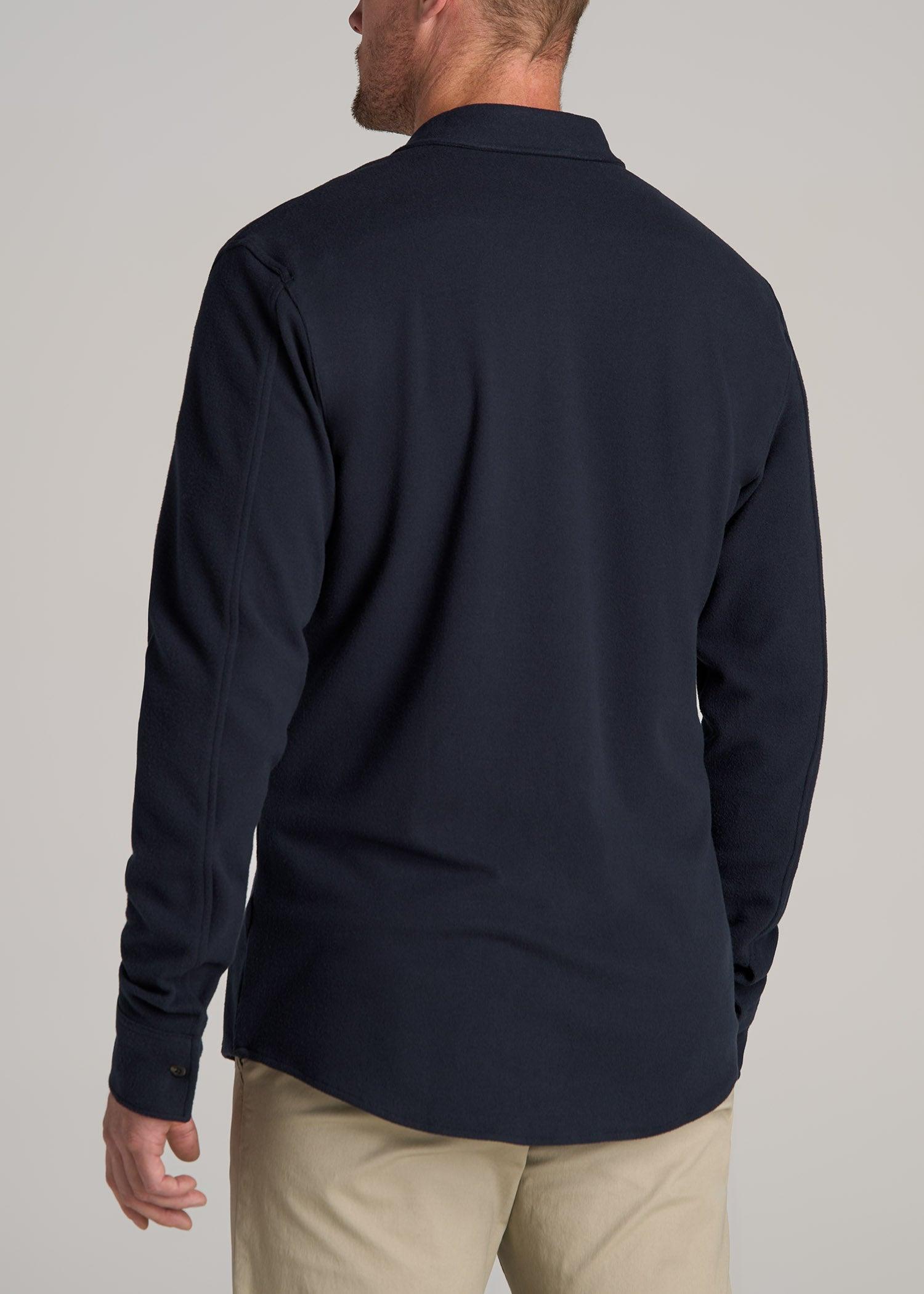 Stretch Flannel Button Shirt for Tall Men in True Navy Male Product Image