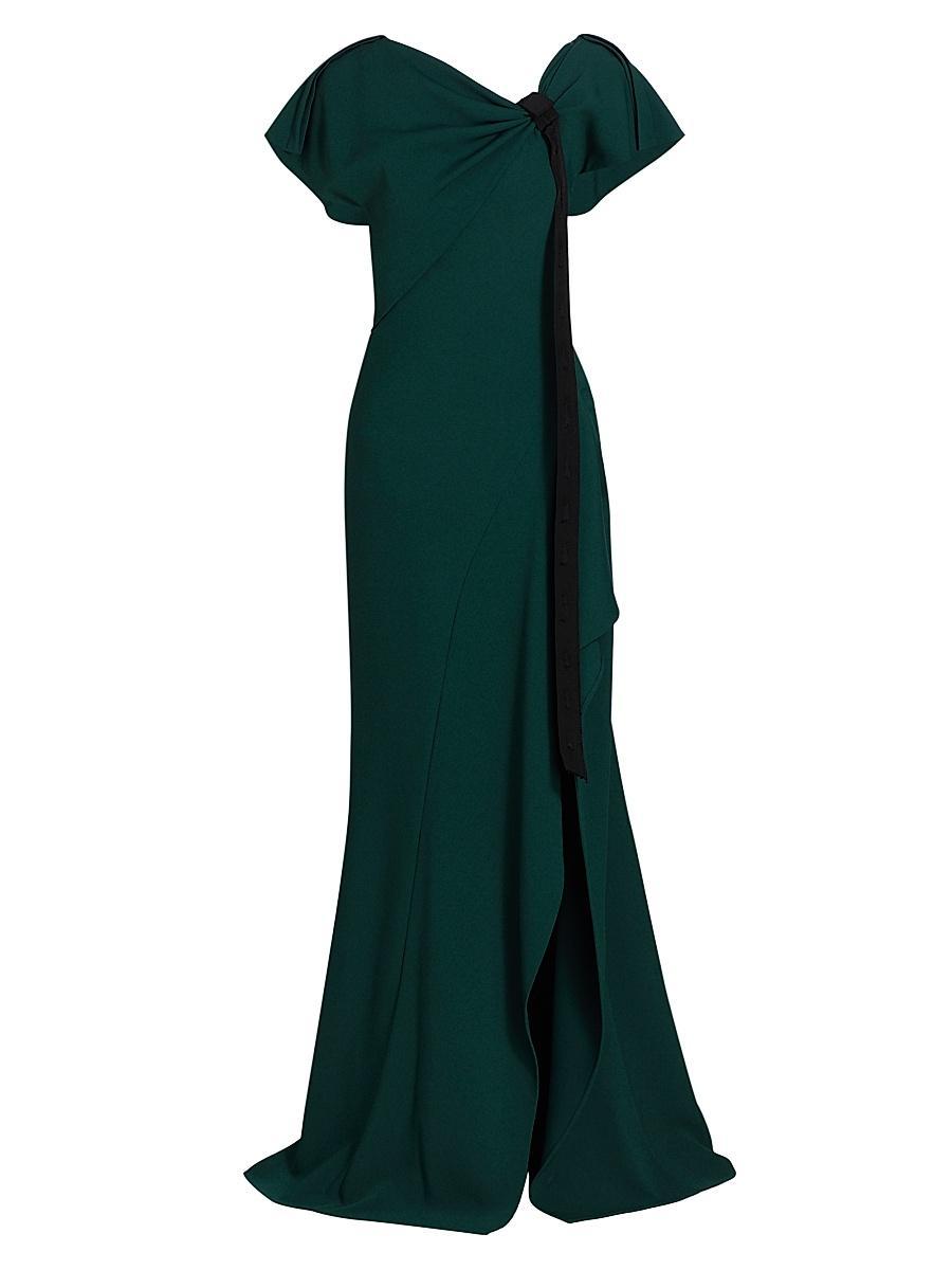 Womens Fluid Crpe Ruched Tie Gown Product Image