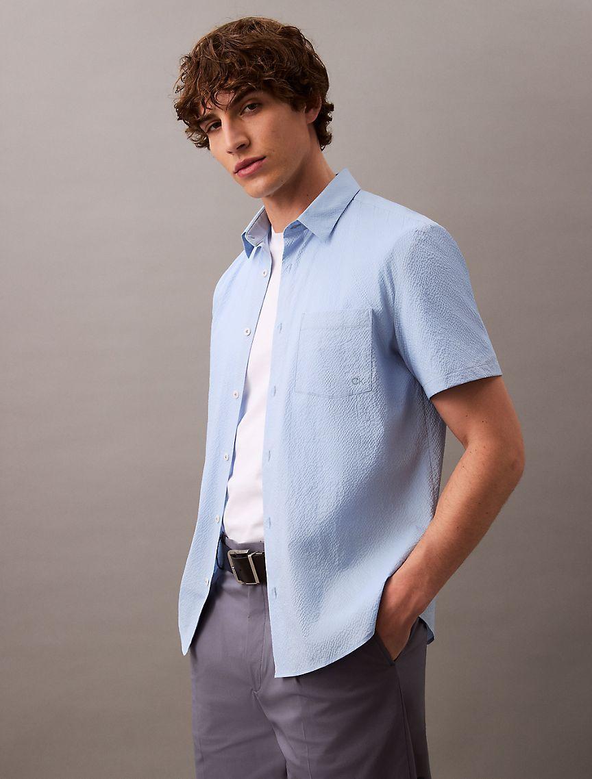 Solid Seersucker Classic Button-Down Shirt Product Image